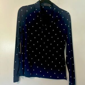 GFore Skull and Tees Silk Tech Nylon Long Sleeve Polo Twilight Sz M